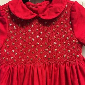 Luli & Me Smocked Red Kids Dress